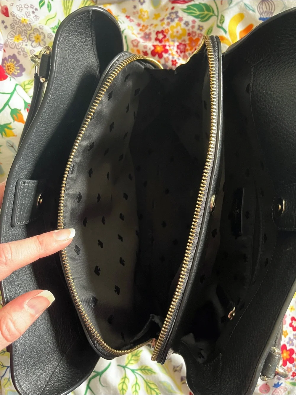 Kate Spade Black Jackson Leather Three Compartment Satchel